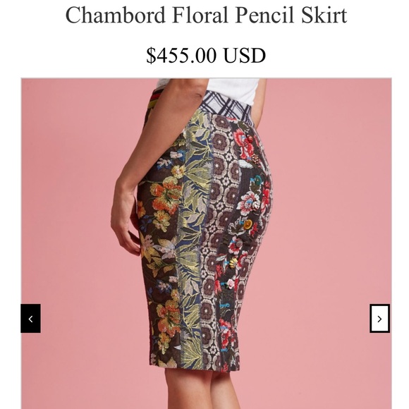 byron lars jessica floral pencil skirt